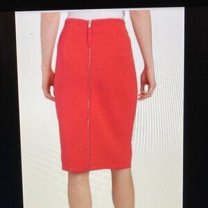 Carmen Mark Valvo NWT Red Fire Midi Pencil Skirt Women Sz 8 Back Exposed Zipper